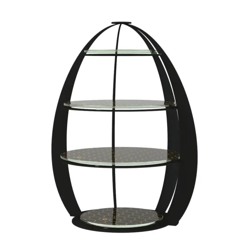 My Glass Studio Tea Stand, Black - Set of 3 - Dia: 32 cm, H: 41 cm