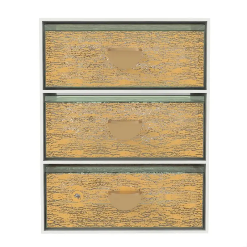 My Glass Studio Bento Box, Gold - Set of 2 - 14.0 x 14.0 x 19.5 cm