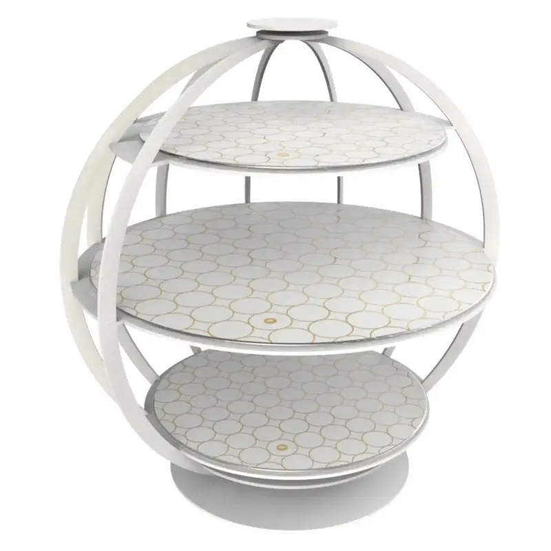 My Glass Studio Tea Stand, White - Set of 2 - Dia: 39 cm, H: 42 cm