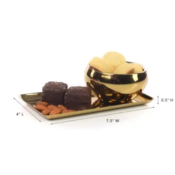 Genova Collection Snack Tray Gold - 7.5 in L x 4 in W x 0.5 in H