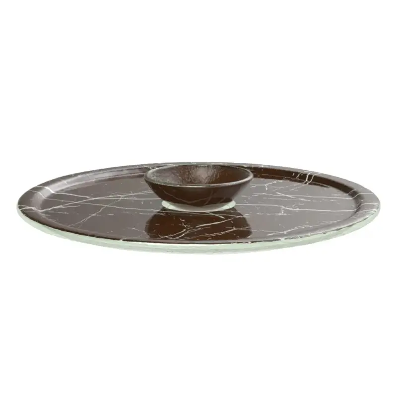 My Glass Studio Appetizer Server, Brown - Set of 6 - Dia: 39 cm, H: 4 cm