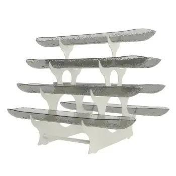 My Glass Studio Serving Bowl & Stand, Grey - Set of 2 - 65.0 x 48.0 x 47 cm