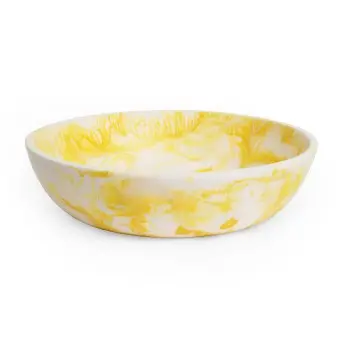 Fortuna Collection Serving Bowl Yellow/White - 11.5 in Dia x 3 in H