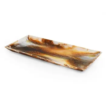 Fortuna Collection Rectangular Platter Tortoise - 12 in Dia x 5 in H