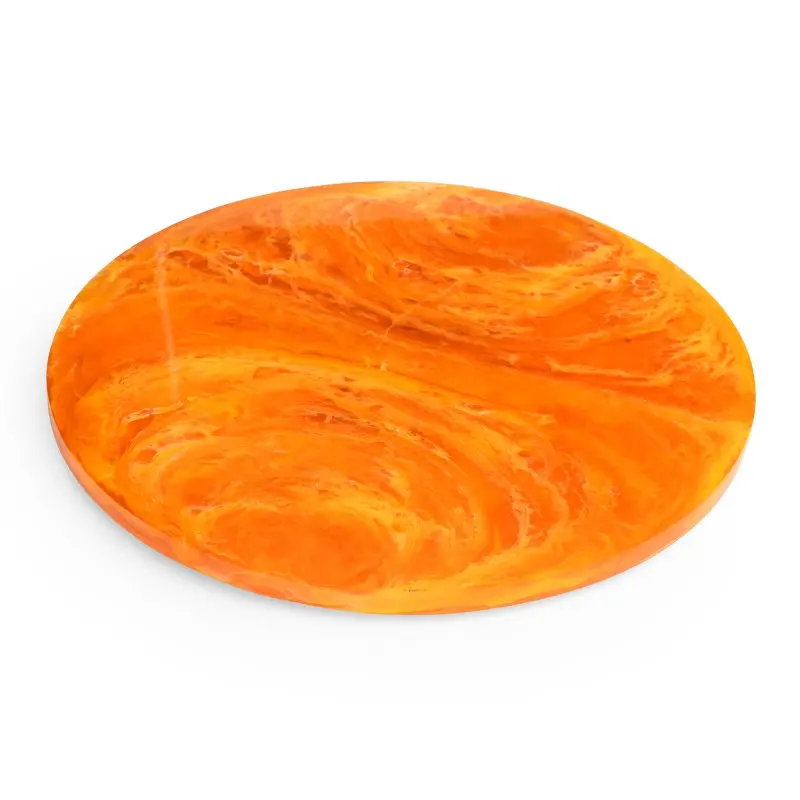 Fortuna Collection Large Footed Platter Tangerine - 7.75 in Dia x 0.7 in H