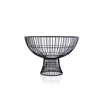Comet Collection Footed Metal Large Serving Bowl Black - 10.3 in Dia x 8 in H