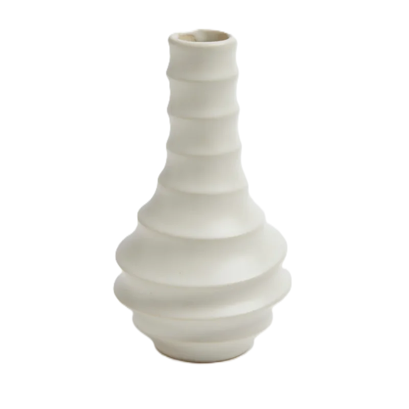 Handcrafted Stoneware Hula Pot in Unglazed White Finish - Dia: 7 cm H: 13 cm - Case of 6 Handcrafted Stoneware Hula Pot in Unglazed White Finish - Dia: 7 cm H: 13 cm - Case of 6