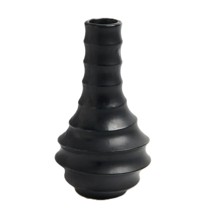 Artisanal Stoneware Hula Pot in Unglazed Black Finish - Dia: 7 cm H: 13 cm - Case of 6 Artisanal Stoneware Hula Pot in Unglazed Black Finish - Dia: 7 cm H: 13 cm - Case of 6