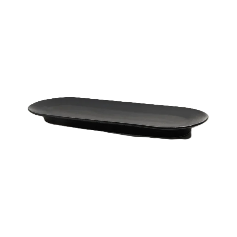 Artisanal Stoneware Board Platter in Matte Black Finish - 30 x 11 x 2 cm - Case of 6 Artisanal Stoneware Board Platter in Matte Black Finish - 30 x 11 x 2 cm - Case of 6