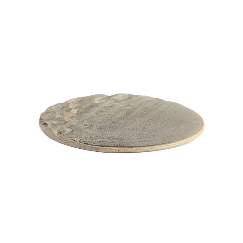 Hand Sculpted Stoneware Valley Plate in Stone Finish - Dia: 20 cm H: 2 cm - Case of 6