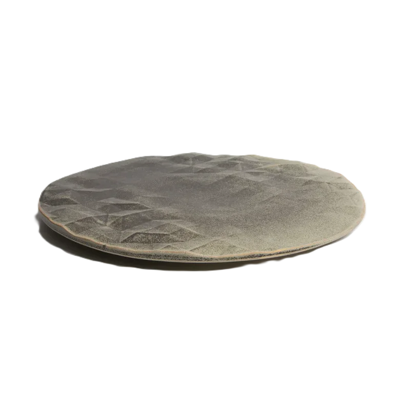 Artisanal Stoneware Great Valley Plate in Stone Finish - Dia: 30 cm H: 2 cm - Case of 6