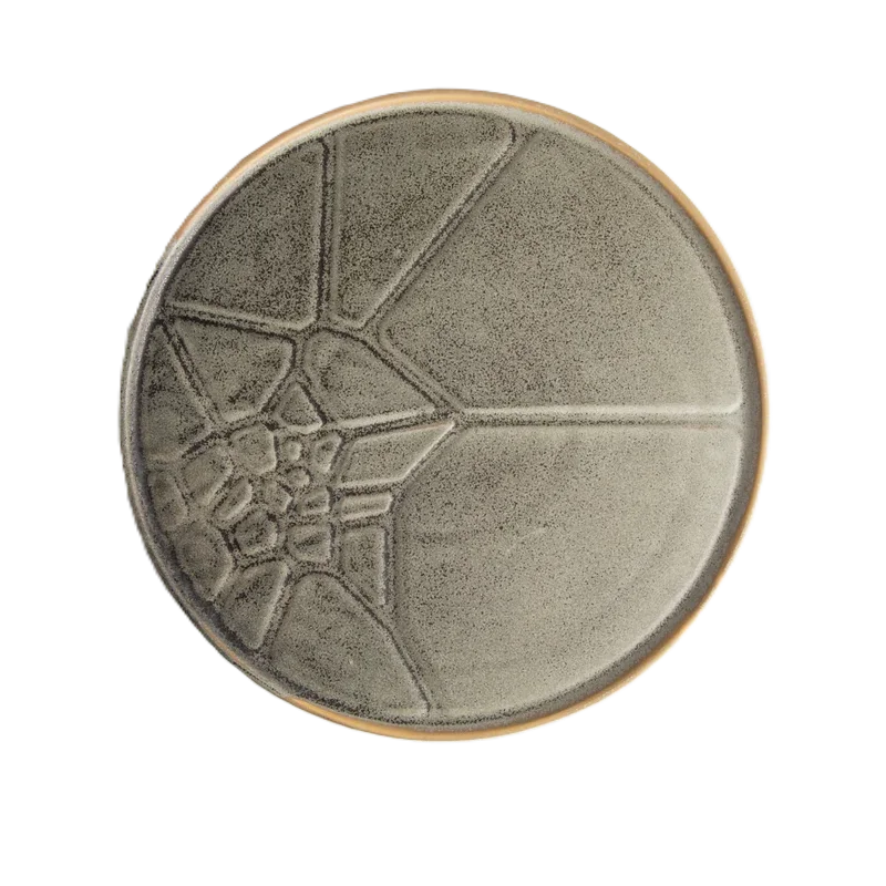 Hand Sculpted Stoneware Texture Plate in Stone Finish - Dia: 30 cm H: 2 cm - Case of 6