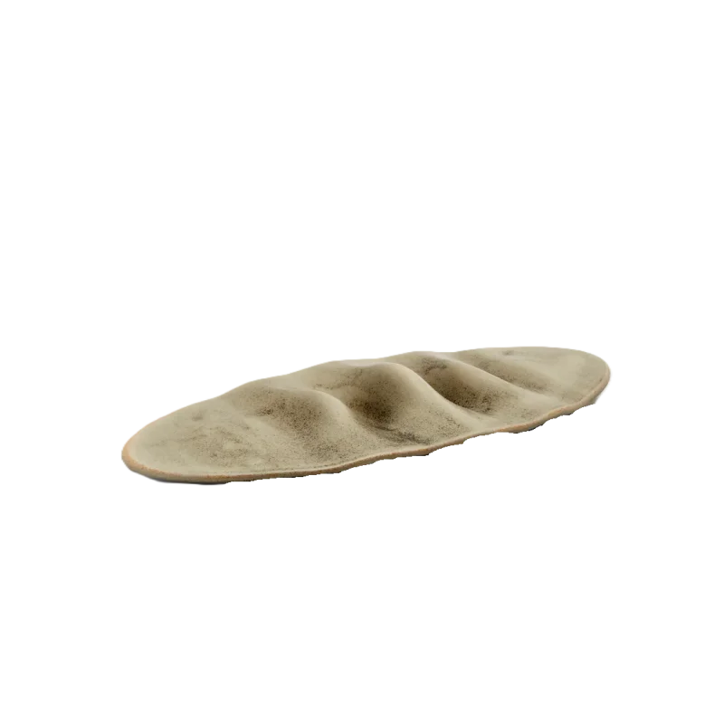 Handcrafted Stoneware Pleats Plate in Stone Finish - 30 x 13 x 2 cm - Case of 6
