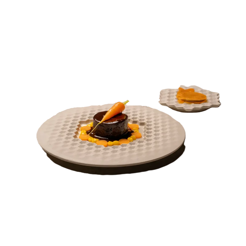 Handcrafted Stoneware Polygon Plate S in Matte White Finish - Dia: 20 cm H: 1.5 cm - Case of 6
