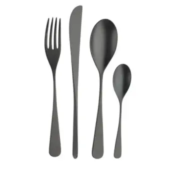 Pintinox Stainless Steel Elegant Audrey Velvet Total Black Pastry Fork - Set of 24