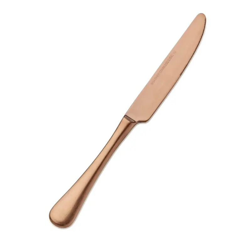 Bon Chef Como Dinner Knife - 9 - 1/8" - Solid Handle - Rose Gold Matte - Set of 12 Bon Chef Como Dinner Knife - 9 - 1/8" - Solid Handle - Rose Gold Matte - Set of 12