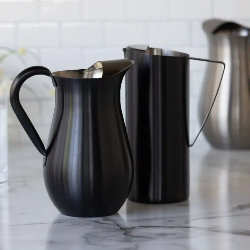 Service Ideas Bell Pitcher 2 Liter Brushed Finish With Guard Black Onyx Service Ideas Bell Pitcher 2 Liter Brushed Finish With Guard Black Onyx