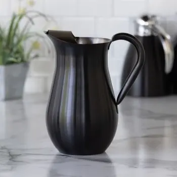 Service Ideas Bell Pitcher 2 Liter Brushed Finish With Guard Black Onyx