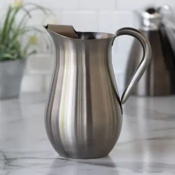 Service Ideas Bell Pitcher 2 Liter Brushed Finish With Guard Dark Tungsten