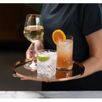 Service Ideas Modern Edge Tray 18 8 Stainless Steel With Removable Insert 12 Inch Rose Gold Finish