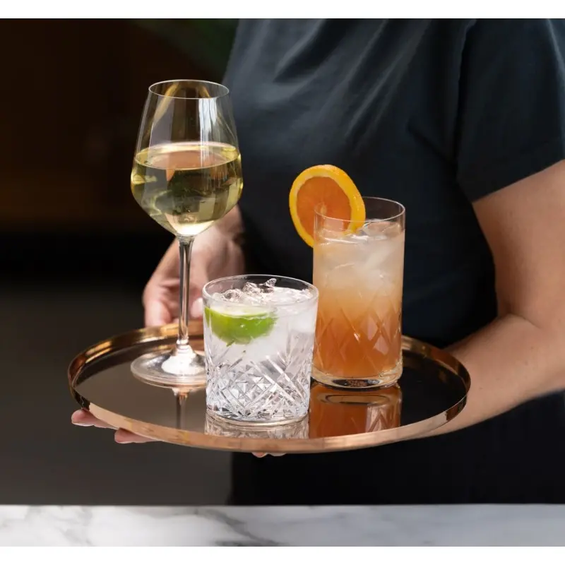 Service Ideas Modern Edge Tray 18 8 Stainless Steel With Removable Insert 12 Inch Rose Gold Finish