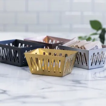Service Ideas Sugar Packet Basket Holder Vintage Gold Finish