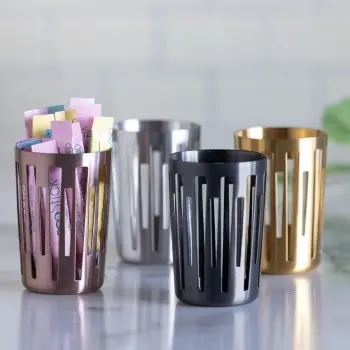 Service Ideas Sugar Stick Basket Holder Vintage Gold Finish