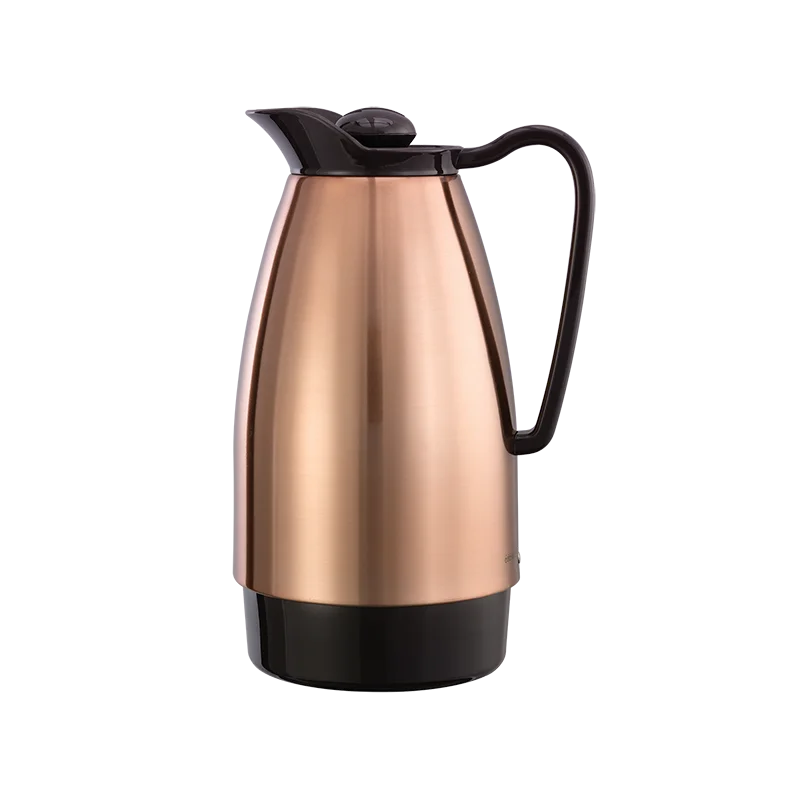 Service Ideas Carafe 1 Liter Copper With Brown Finish Stainless Steel Liner - Set of 6 pieces