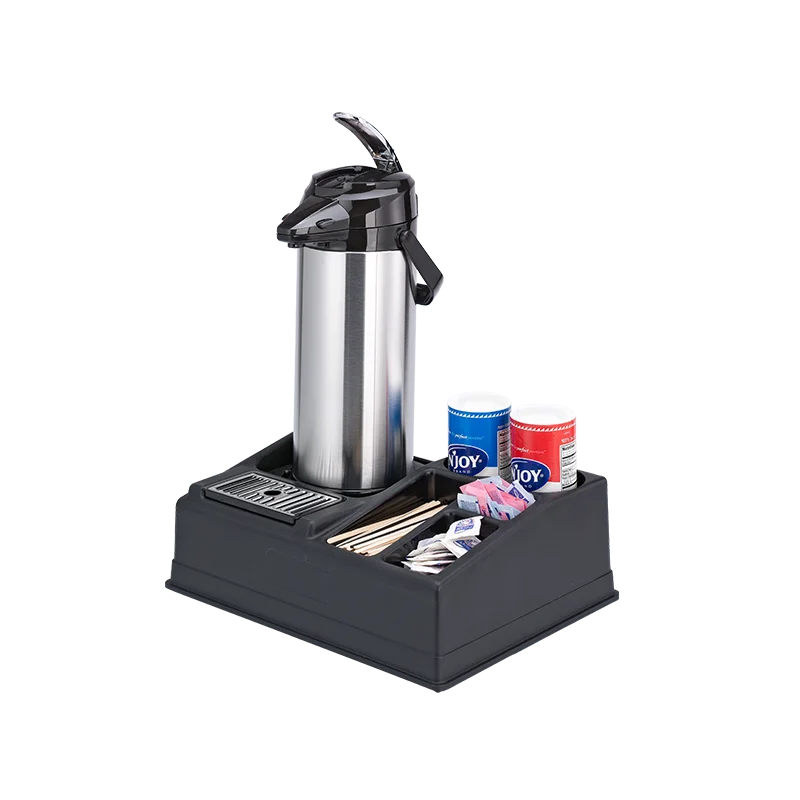 Service Ideas Airpot Stand For 1 Airpot With 5 Condiment Sections Black Plastic Service Ideas Airpot Stand For 1 Airpot With 5 Condiment Sections Black Plastic