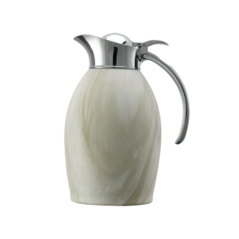 Service Ideas Carafe 1 Liter Brushed Finish With White Marble Wrap