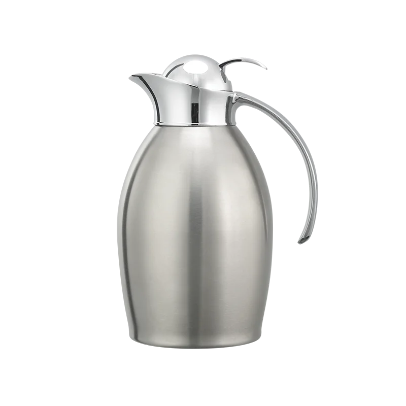 Service Ideas Carafe 1 Liter Stainless Steel Vacuum Insulated Brushed Exterior With Push Button Lid
