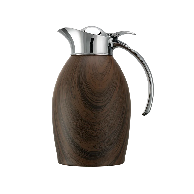 Service Ideas Carafe 1 Liter Stainless Steel With Dark Wood Wrap