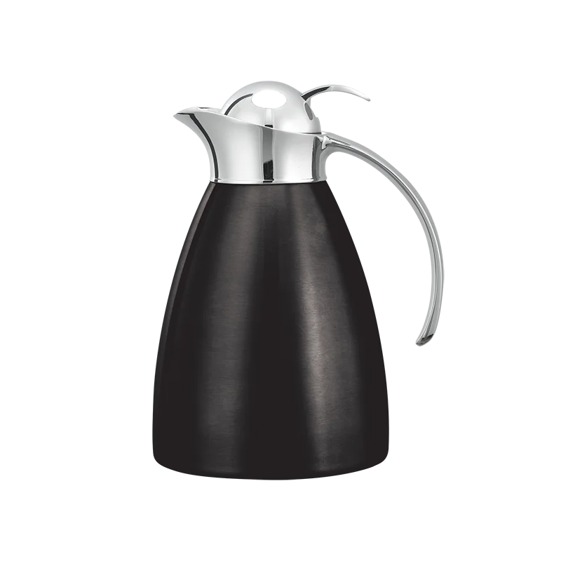 Service Ideas Carafe 1 Liter Brushed Finish With Push Button Lid Black Onyx PVD Finish Service Ideas Carafe 1 Liter Brushed Finish With Push Button Lid Black Onyx PVD Finish
