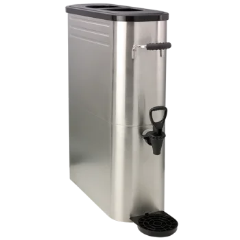 Service Ideas Slim Tea Dispenser 5 Gallon Stainless Steel With Black Base