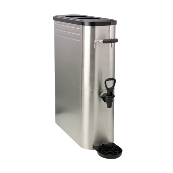 Service Ideas Slim Tea Dispenser 5 Gallon Stainless Steel With Black Base