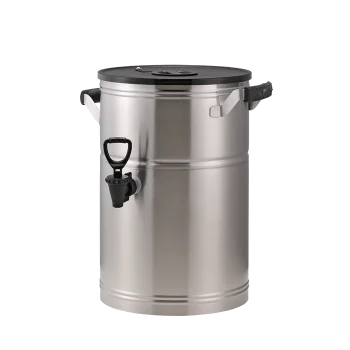 Service Ideas Round Tea Dispenser 3 Gallon Stainless Steel With BK2 Base