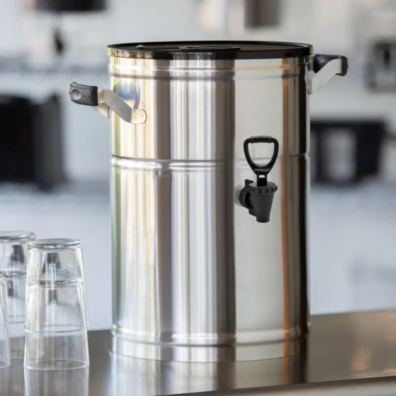 Service Ideas Round Tea Dispenser 3 Gallon Stainless Steel With BK2 Base Service Ideas Round Tea Dispenser 3 Gallon Stainless Steel With BK2 Base