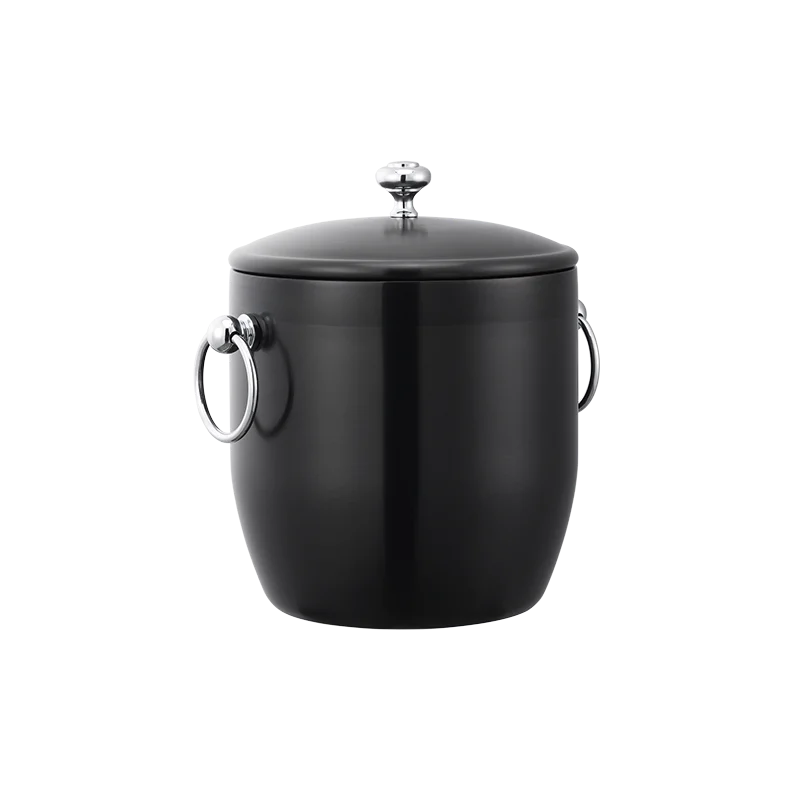 Service Ideas Ice Bucket 3 Liter Stainless Steel With Shiny Band Black Onyx PVD Finish Service Ideas Ice Bucket 3 Liter Stainless Steel With Shiny Band Black Onyx PVD Finish