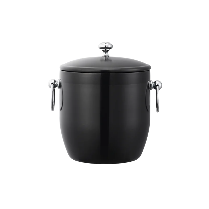Service Ideas Ice Bucket 3 Liter Stainless Steel With Shiny Band Black Onyx PVD Finish Service Ideas Ice Bucket 3 Liter Stainless Steel With Shiny Band Black Onyx PVD Finish