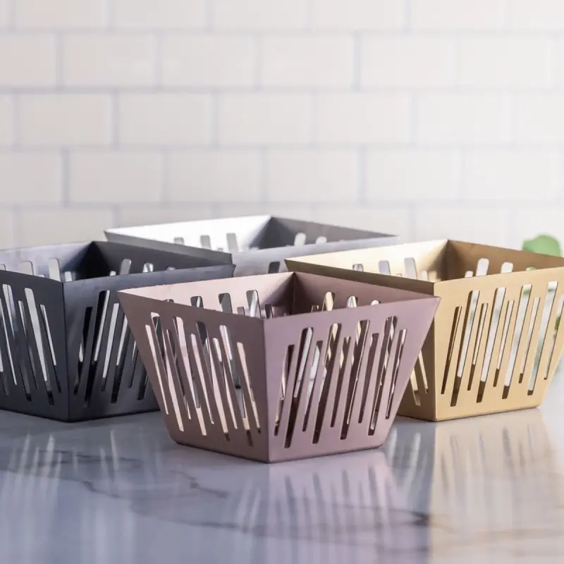 Service Ideas Six Inch Square Flare Basket Vintage Gold Finish Service Ideas Six Inch Square Flare Basket Vintage Gold Finish