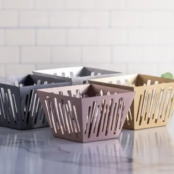Service Ideas Square Flare Basket Brushed Stainless Steel