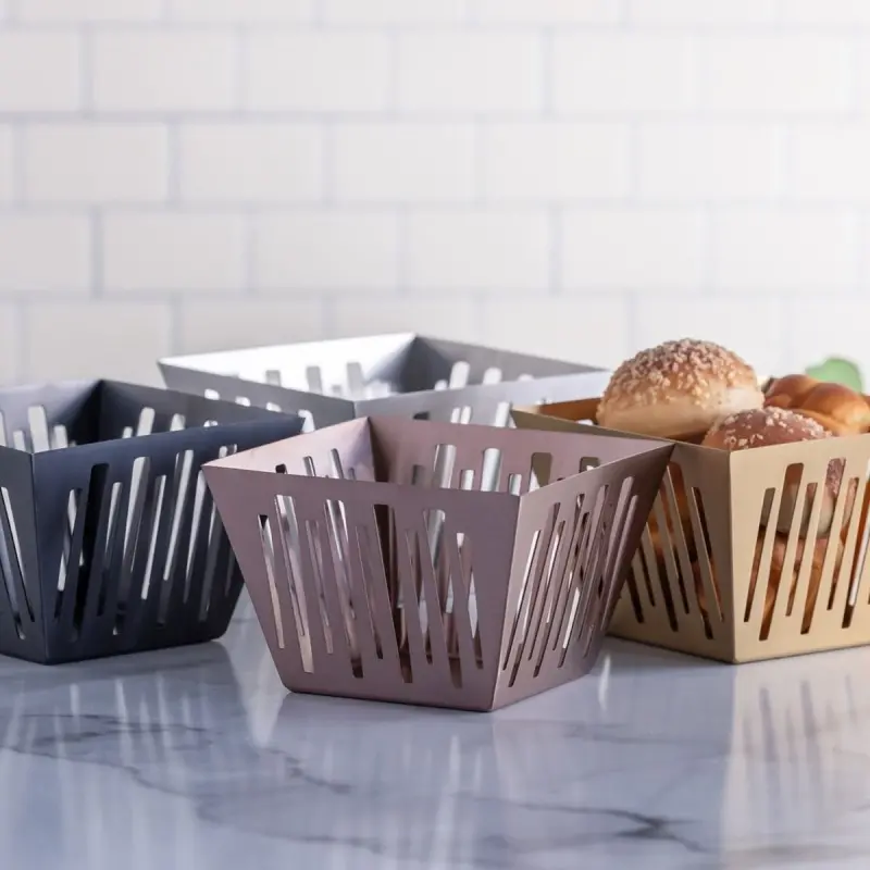 Service Ideas Square Flare Basket Brushed Stainless Steel