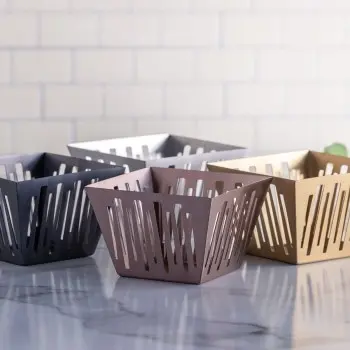 Service Ideas Square Flare Basket Rose Gold Finish