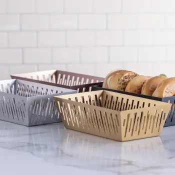 Service Ideas Rectangular Basket Rose Gold Finish