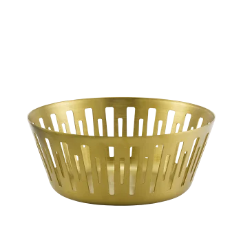 Service Ideas Round Basket 6.5 Inch Vintage Gold Finish