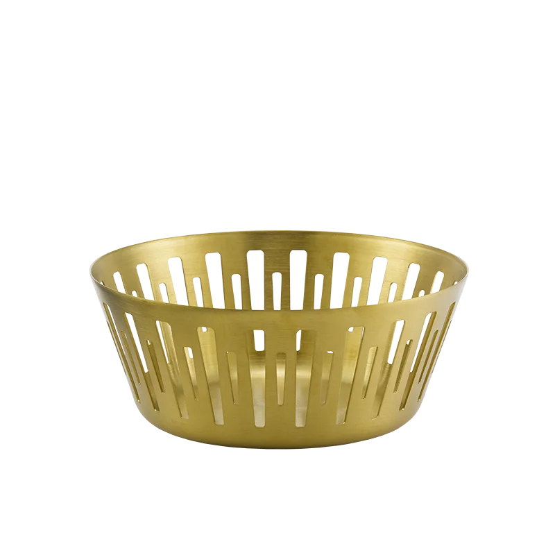 Service Ideas Round Basket 6.5 Inch Vintage Gold Finish