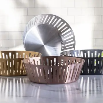 Service Ideas Round Basket 12 Inch Black Onyx Finish