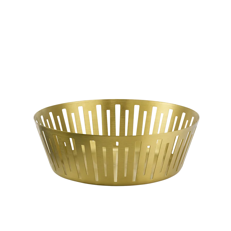 Service Ideas Round Basket 12 Inch Vintage Gold Finish