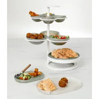 My Glass Studio Appetizer Server, Grey - Set of 2 - 36.0 x 28.0 x 36.0 cm