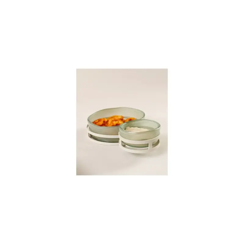 My Glass Studio Chip Dip Server, Cream - Set of 2 - 29.0 x 18.5 x 8.0 cm